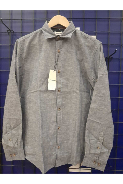 Uzun Yengli, Zig'ir Aralashgan Tafsilotli Ko'ylak - JACK & JONES