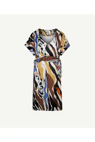 V bo'yinli qisqa yengli midi uzunlikdagi ko'ylak - 5