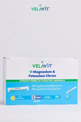 V-Magnesium & Potassium Citrate 20 Powder Sachets - VELAVIT (1)