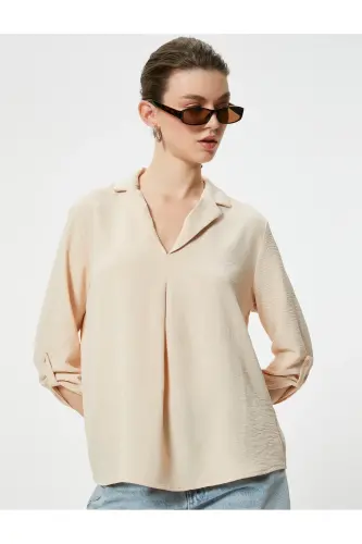 V Neck Blouse-Ekru - 1