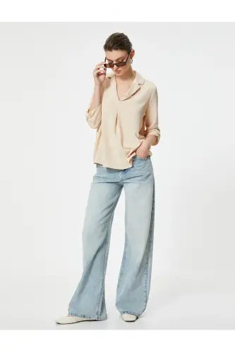 V Neck Blouse-Ekru - 2