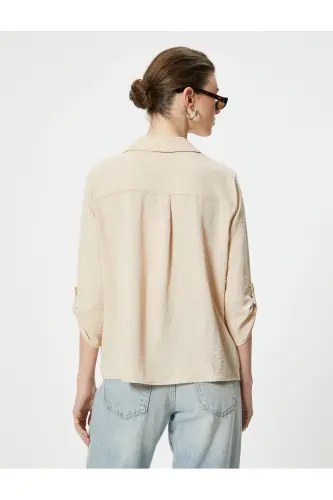 V Neck Blouse-Ekru - 4