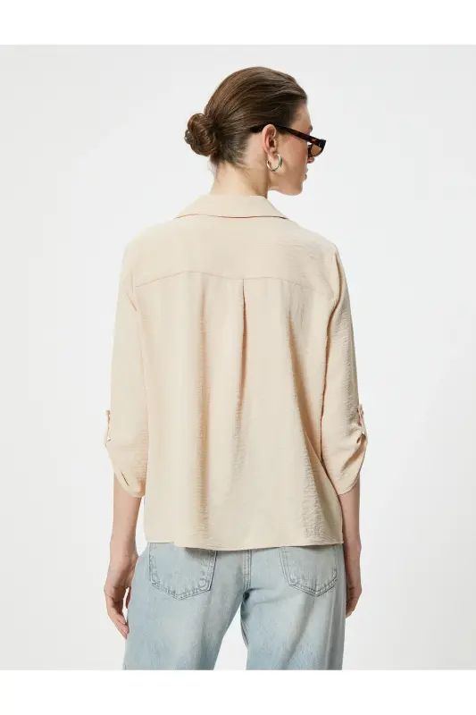 V Neck Blouse-Ekru - 4