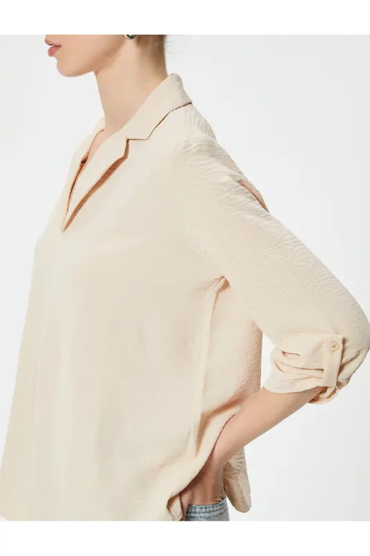 V Neck Blouse-Ekru - 5