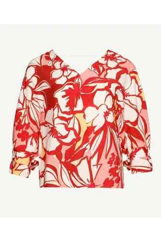 V-Neck Blouse with Tie Sleeves - 6