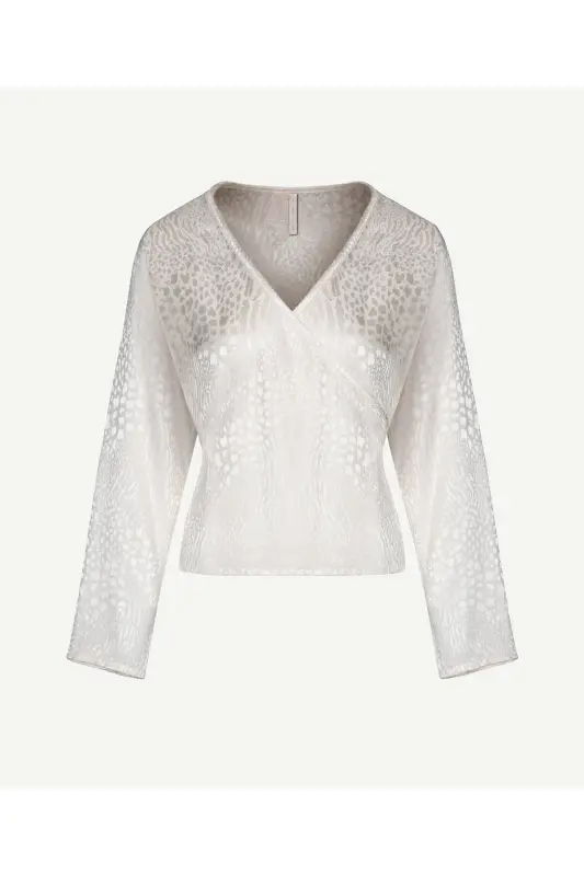 V-Neck Blouse with Wrap Closure - 4