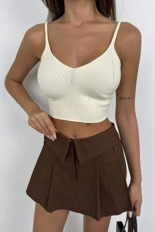 V-Neck Crop Blouse - 3