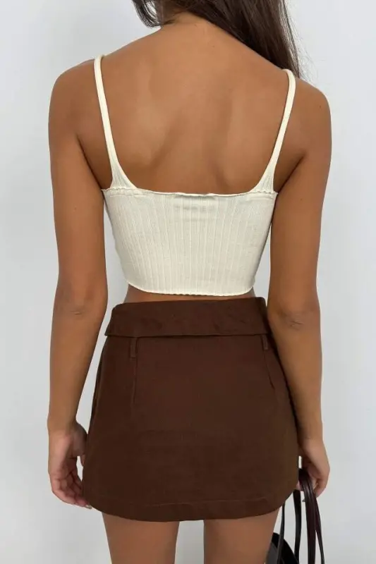 V-Neck Crop Blouse - 4