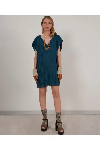 V-Neck Dress-PETROL - 2