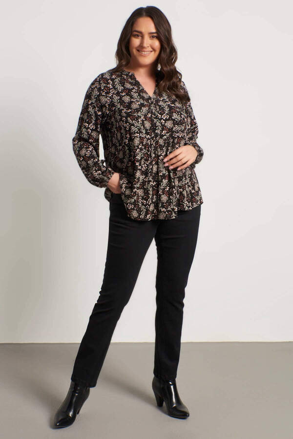 V Neck Front Ruched Blouse - 4