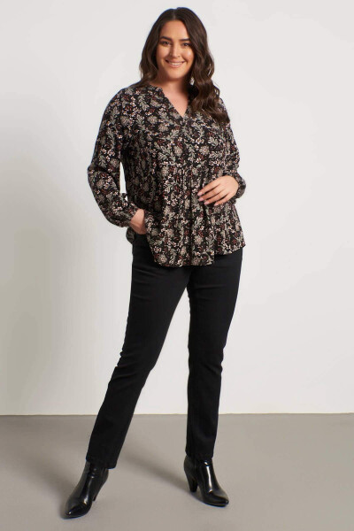 V Neck Front Ruched Blouse - 9