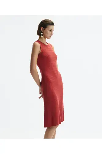 V-Neck Knee-Length Knit Dress - YARGICI (1)