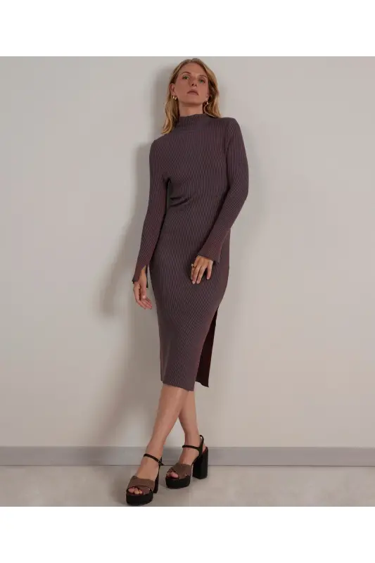 V-Neck Knit Dress - 1