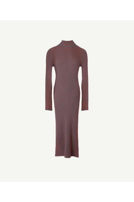 V-Neck Knit Dress - 3