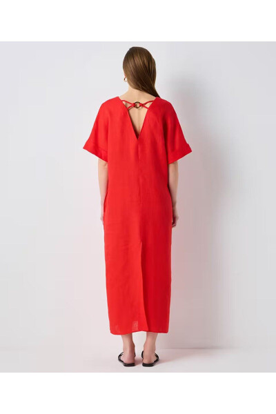 V-neck Linen Dress - 3