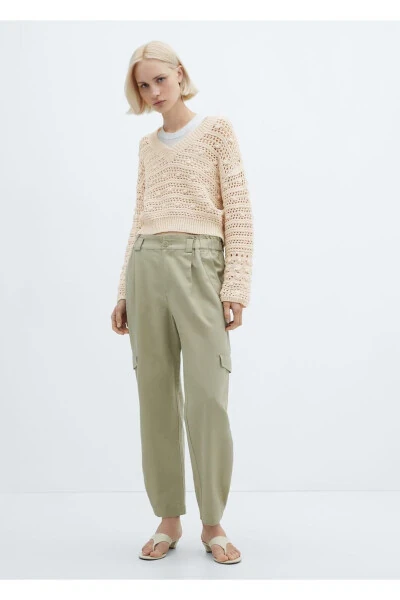 V-Neck Openwork Knit Sweater - MANGO (1)