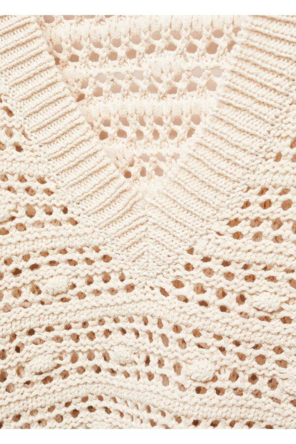 V-Neck Openwork Knit Sweater - 6