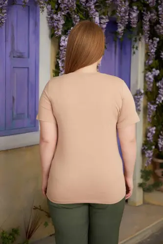 V-Neck Plus Size Mink T-Shirt - 3