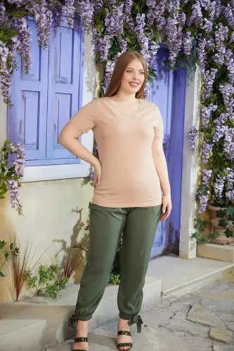 V-Neck Plus Size Mink T-Shirt - 4