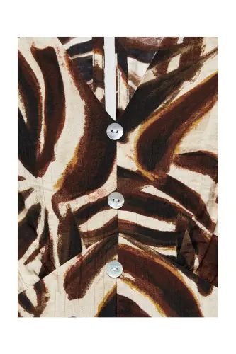 V-neck printed dress-Off White - 10