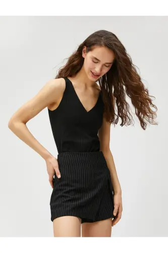 V-Neck Ribbed Tank Top Viscose Blend Sleeveless - KOTON (1)