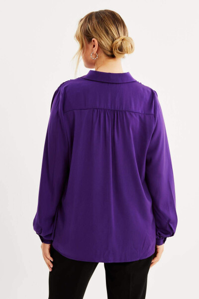 V-Neck Ruffled Sleeve Blouse - 5