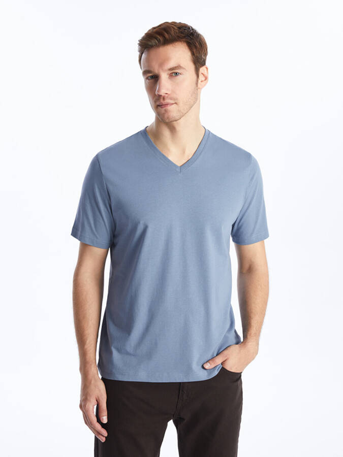 V-Neck Short Sleeve Men's T-Shirt - 8