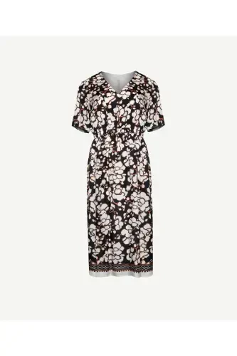 V-Neck Short Sleeve Midi Dress - 4