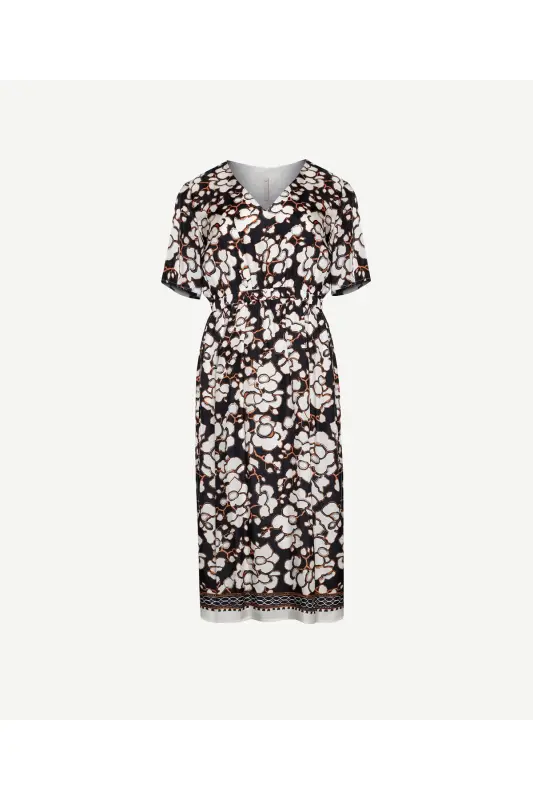 V-Neck Short Sleeve Midi Dress - 4