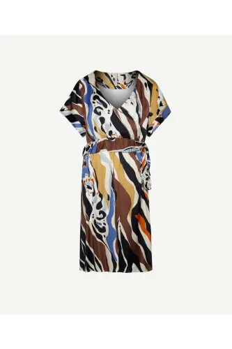 V-Neck Short Sleeve Midi Dress - 5