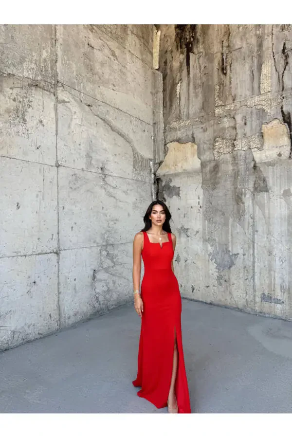 V-neck Slit Dress - 1