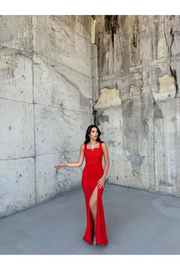 V-neck Slit Dress - 4