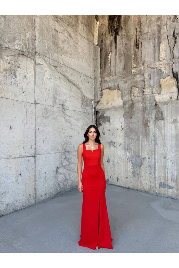 V-neck Slit Dress - 3