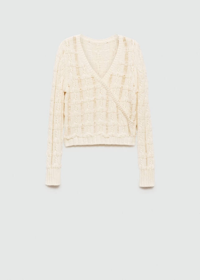 V-neck sweater - Ecru. - 9