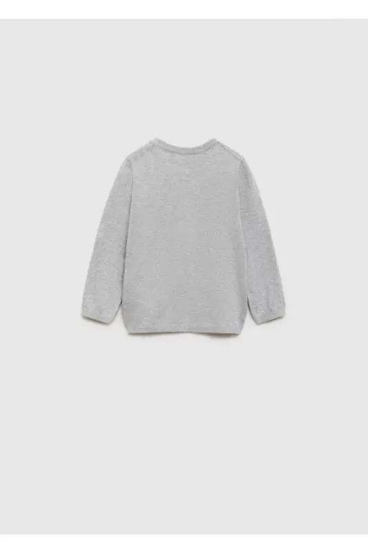 V-Neck Sweater - Light Mottled Grey - 4