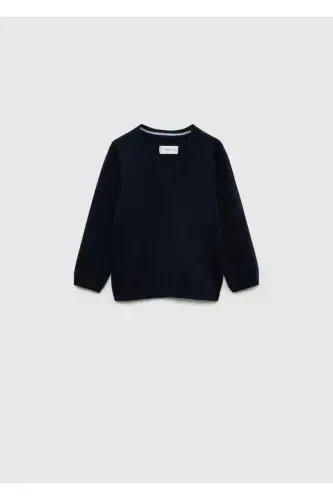 V Neck Sweater - Navy Blue - 1