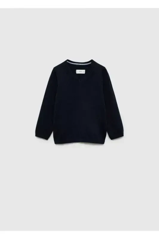 V Neck Sweater - Navy Blue - MANGO BABY