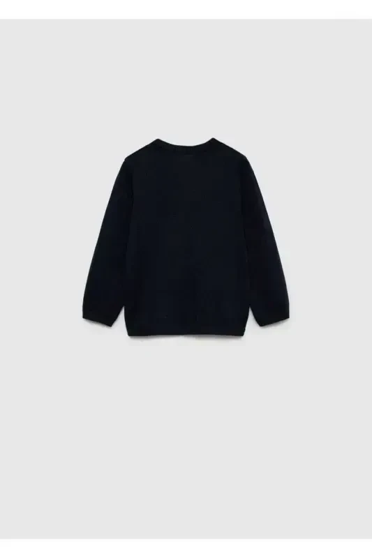 V Neck Sweater - Navy Blue - 2