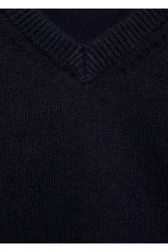 V Neck Sweater - Navy Blue - 4