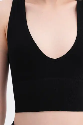 V Neck Thick Strap Seamless Crop A0131-dk8 - 3