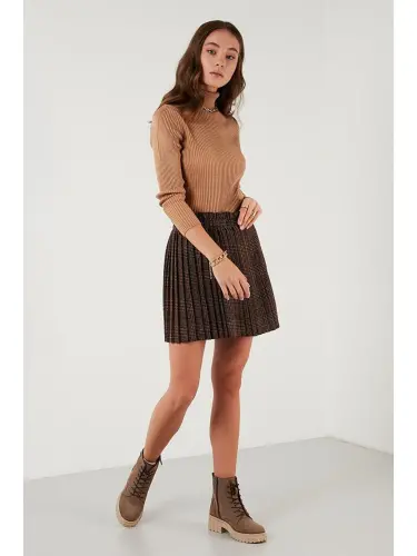 В рубчик Regular Fit Водолазка Мягкий Акриловый Свитер 4614102-Коричневый - 4