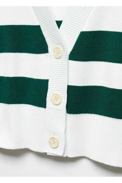 V yakalı çizgili hırka - 5