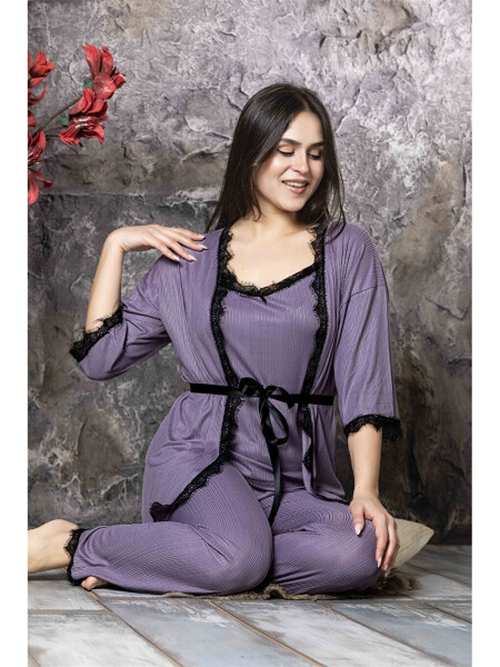 V Yaka Kadın Pijama Takım - 4