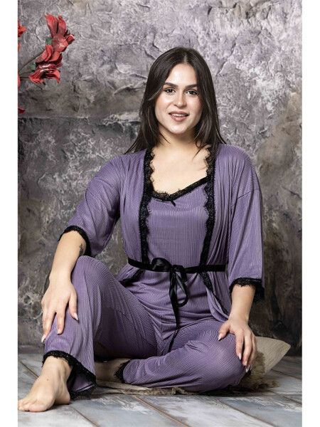 V Yaka Kadın Pijama Takım - 1