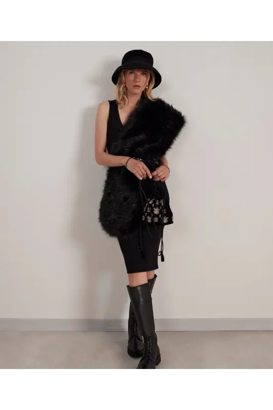 V Yaka Seamless Kolsuz Elbise - 2