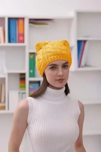 v28 Women Men Girls Boys Teens Cute Cat Ear Knit Cable Rib Hat Cap Beanie - 3