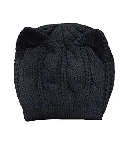 v28 Women Men Girls Boys Teens Cute Cat Ear Knit Cable Rib Hat Cap Beanie - V28