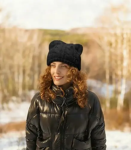 v28 Women Men Girls Boys Teens Cute Cat Ear Knit Cable Rib Hat Cap Beanie - 5