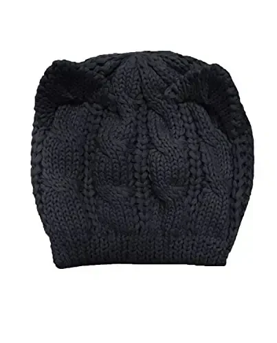 v28 Women Men Girls Boys Teens Cute Cat Ear Knit Cable Rib Hat Cap Beanie - V28 (1)