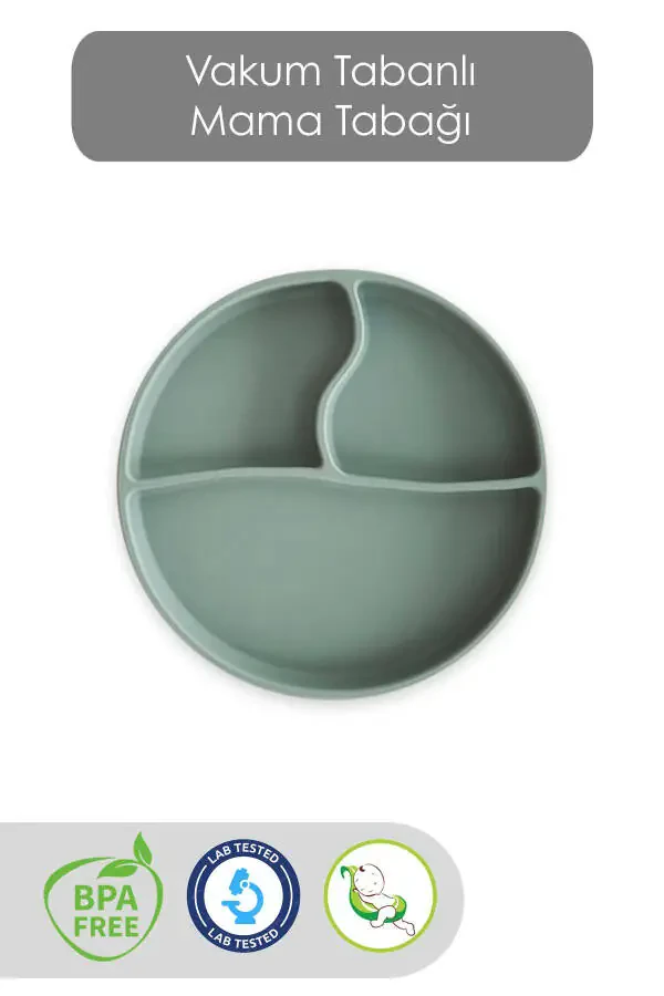 Vacuum-Based Baby Silicone Food Plate - Vacuum Plate Green - 1